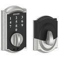 Schlage Residential Grade 2 Touchscreen Deadbolt Lock, Touch Series, Camelot Trim, Satin Chrome Finish BE375 CAM 626